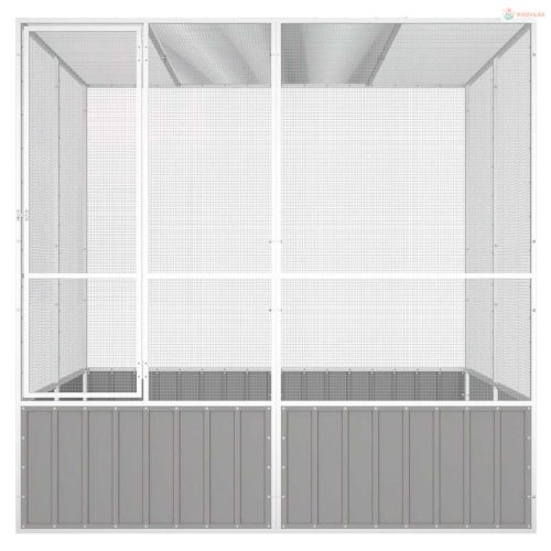 Szürke horganyzott acél madárketrec 213,5x217,5x211,5 cm