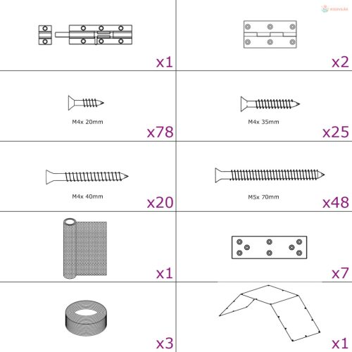 Fém tyúkól 268x100x190 cm