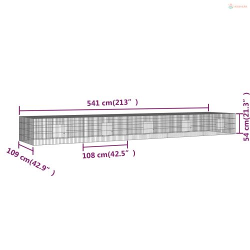 2 paneles horganyzott vas nyúlketrec 541x109x54 cm