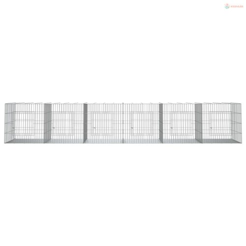 6 paneles horganyzott vas nyúlketrec 327x79x54 cm
