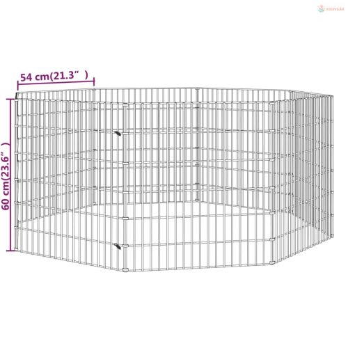 8 paneles horganyzott vas szabadon álló állatketrec 54 x 60 cm