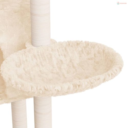 Krémszínű macskabútor szizál kaparófákkal 108,5 cm