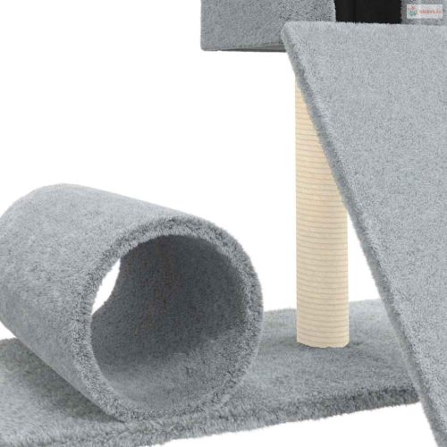 Világosszürke macskabútor szizál kaparófával 59 cm