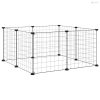 8 paneles fekete acél kisállatketrec ajtóval, 35 x 35 cm