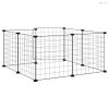 8 paneles fekete acél kisállatketrec ajtóval, 35 x 35 cm