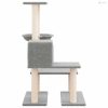Világosszürke macskabútor szizál kaparófákkal 94,5 cm