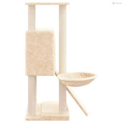 Krémszínű macskabútor szizál kaparófákkal 96 cm