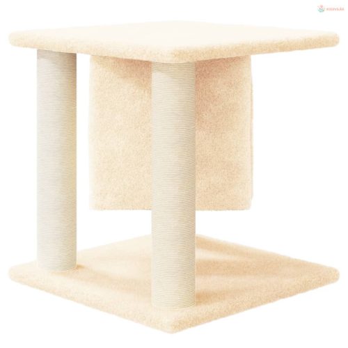 Krémszínű macskabútor szizál kaparófákkal 37 cm