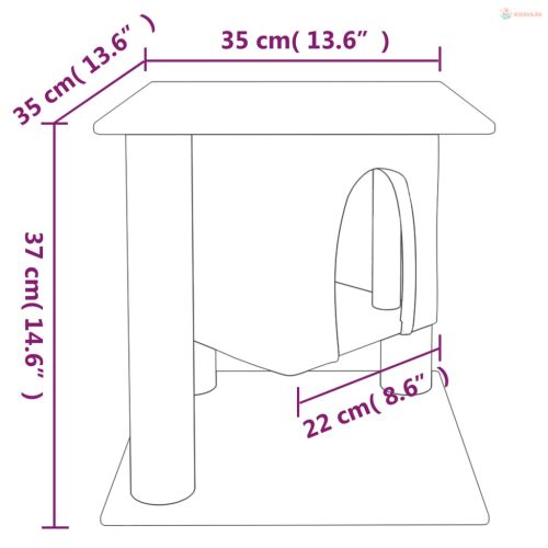 Krémszínű macskabútor szizál kaparófákkal 37 cm
