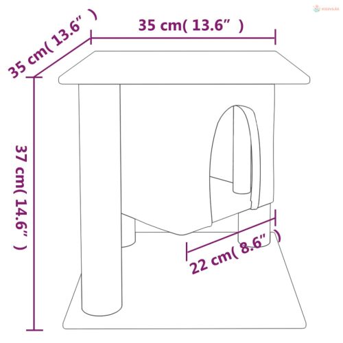 Világosszürke macskabútor szizál kaparófákkal 37 cm
