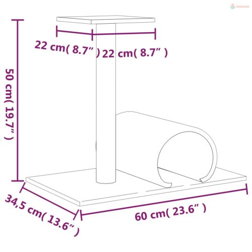 Krémszínű kaparófa alagúttal 60 x 34,5 x 50 cm