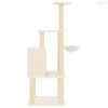 Krémszínű macskabútor szizál kaparófákkal 132 cm