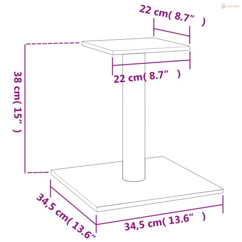 Sötétszürke macskakaparófa emelvénnyel 38 cm