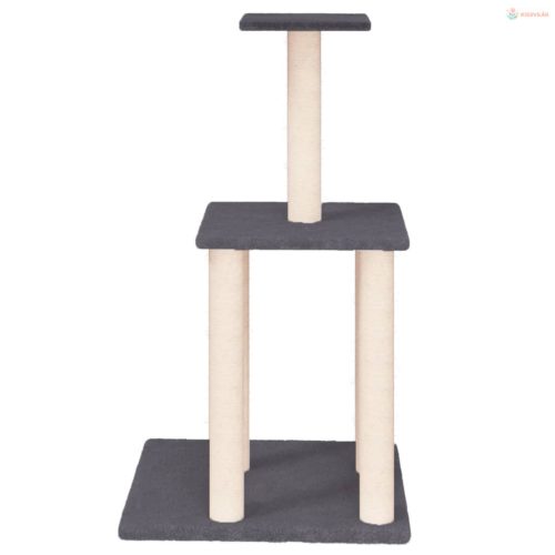 Sötétszürke macskabútor szizál kaparófával 85,5 cm