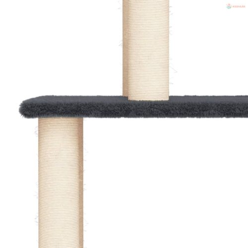 Sötétszürke macskabútor szizál kaparófákkal 149 cm