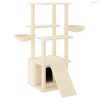Krémszínű macskabútor szizál kaparófákkal 133 cm