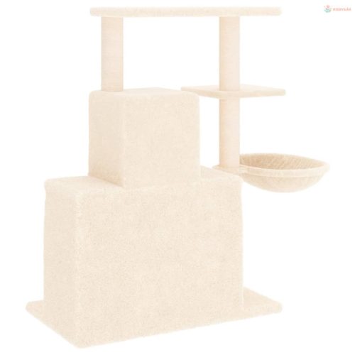 Krémszínű macskabútor szizál kaparófákkal 83 cm