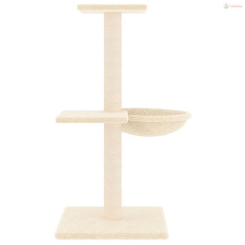Krémszínű macskabútor szizál kaparófákkal 72 cm