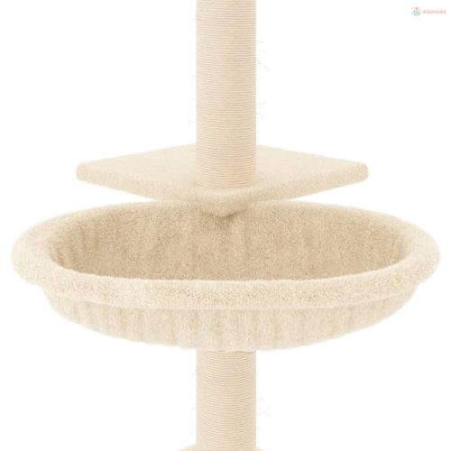 Krémszínű macskabútor szizál kaparófákkal 72 cm