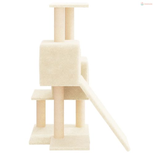 Krémszínű macskabútor szizál kaparófákkal 82 cm