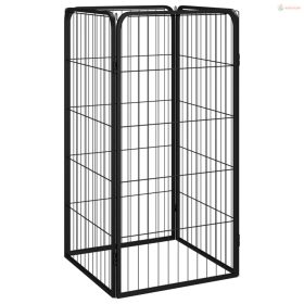 4 paneles fekete porszórt acél kutyakernel 50 x 100 cm