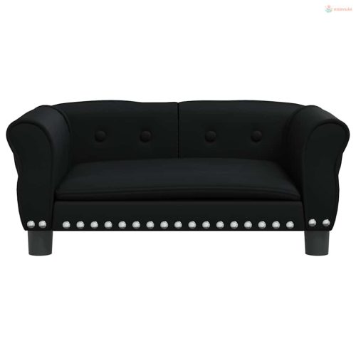 Fekete műbőr kutyaágy 70 x 45 x 30 cm