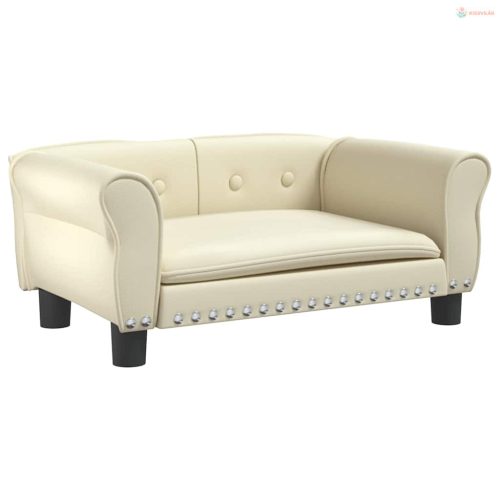 Krémszínű műbőr kutyaágy 70 x 45 x 30 cm