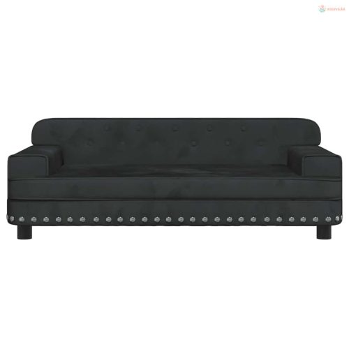 Fekete bársony kutyaágy 90 x 53 x 30 cm