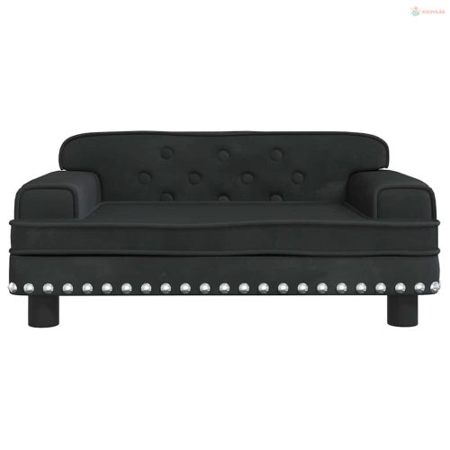 Fekete bársony kutyaágy 70 x 45 x 30 cm