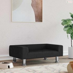 Fekete bársony kutyaágy 70 x 45 x 26,5 cm