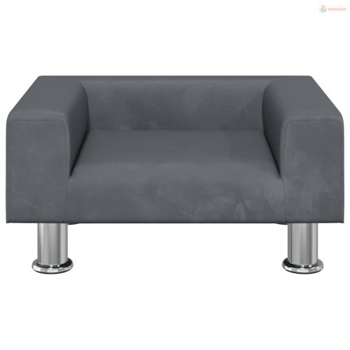 Sötétszürke bársony kutyaágy 50 x 40 x 26,5 cm