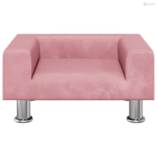 Rózsaszín bársony kutyaágy 50 x 40 x 26,5 cm