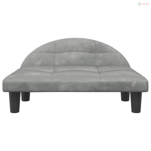 Világosszürke bársony kutyaágy 70 x 52 x 30 cm