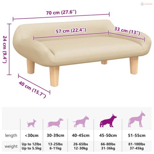 Krémszínű szövet kutyaágy 70 x 40 x 24 cm