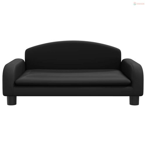 Fekete műbőr kutyaágy 70 x 45 x 30 cm