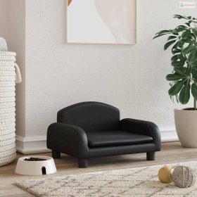 Fekete műbőr kutyaágy 50 x 40 x 30 cm