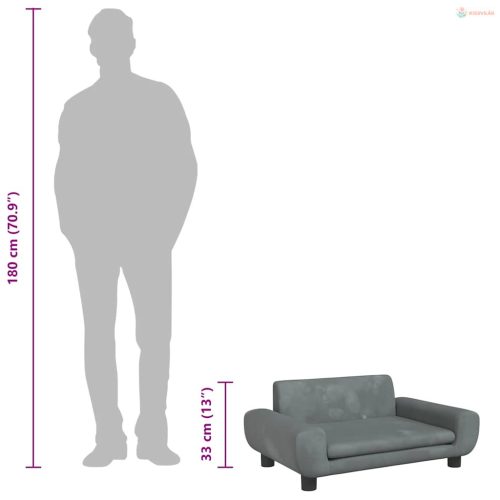 Sötétszürke bársony kutyaágy 70 x 45 x 33 cm