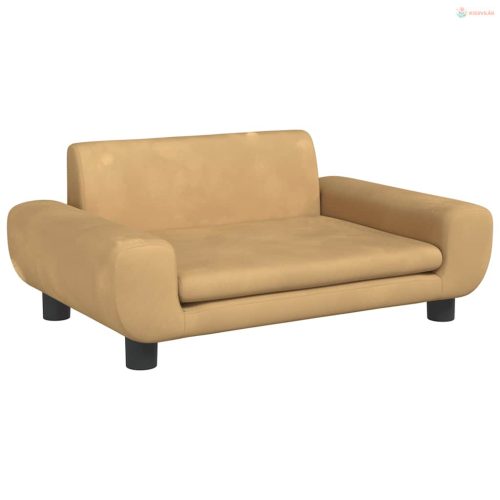 Barna bársony kutyaágy 70 x 45 x 33 cm