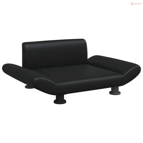 Fekete műbőr kutyaágy 70 x 45 x 28 cm