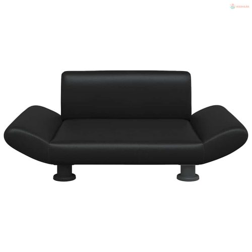 Fekete műbőr kutyaágy 70 x 45 x 28 cm