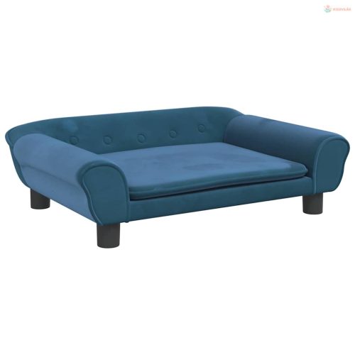 Kék bársony kutyaágy 70 x 48 x 22 cm