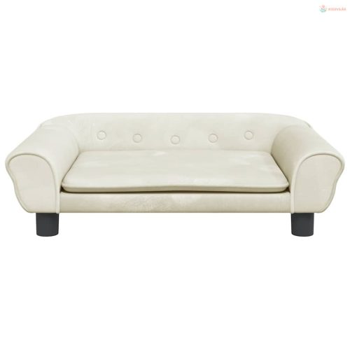 Krémszínű bársony kutyaágy 70 x 48 x 22 cm