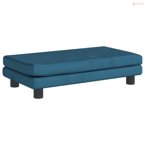 Kék bársony kutyaágy hosszabbítóval 100 x 50 x 30 cm