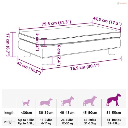 Barna műbőr kutyaágy hosszabbítóval 100 x 50 x 30 cm