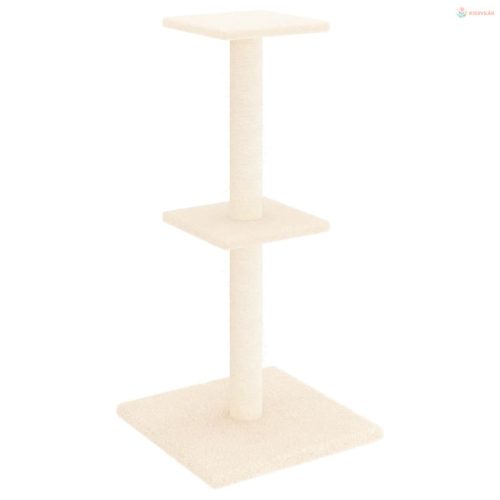 Krémszínű macskabútor szizál kaparófákkal 73 cm