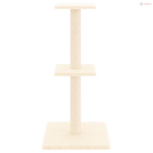 Krémszínű macskabútor szizál kaparófákkal 73 cm