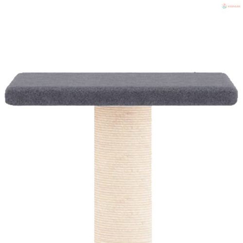 Sötétszürke macskabútor szizál kaparófákkal 73 cm