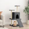 Sötétszürke macskabútor szizál kaparófákkal 110 cm