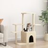 Krémszínű macskabútor szizál kaparófákkal 97,5 cm