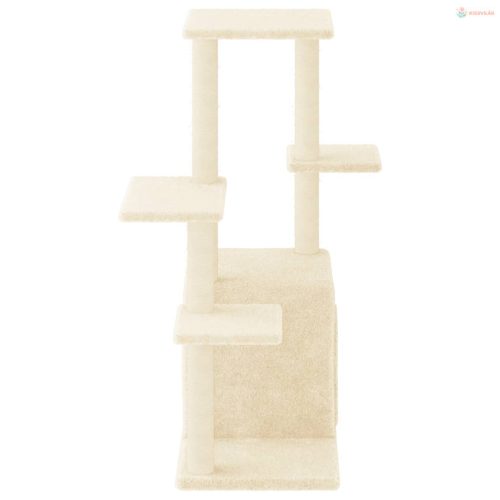 Krémszínű macskabútor szizál kaparófákkal 97,5 cm